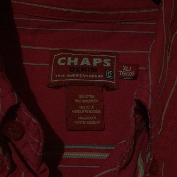 Chaps Denim Mens Button Up Light Striped Shirt XL - Picture 2 of 7